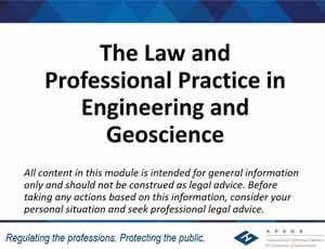 apegs - law and professional practice in engineering and geoscience